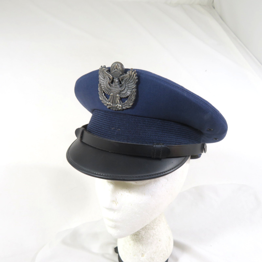 USAF Air Force Service Cap Serge Blue Military Hat Sz 7 1/4 Dress Uniform
